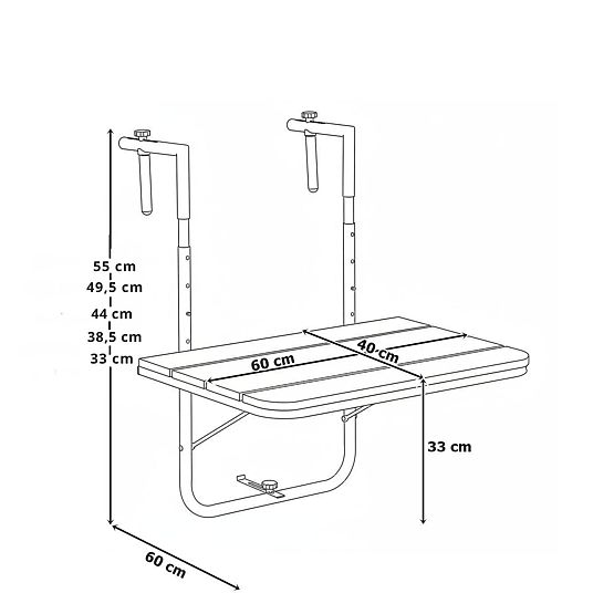 ARETTO szürke összecsukható erkélyasztal