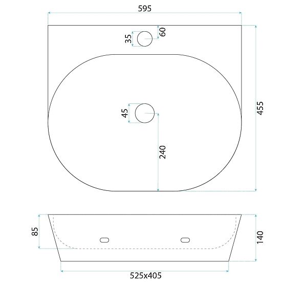 Asztali / fali mosdókagyló Rea Kim 60