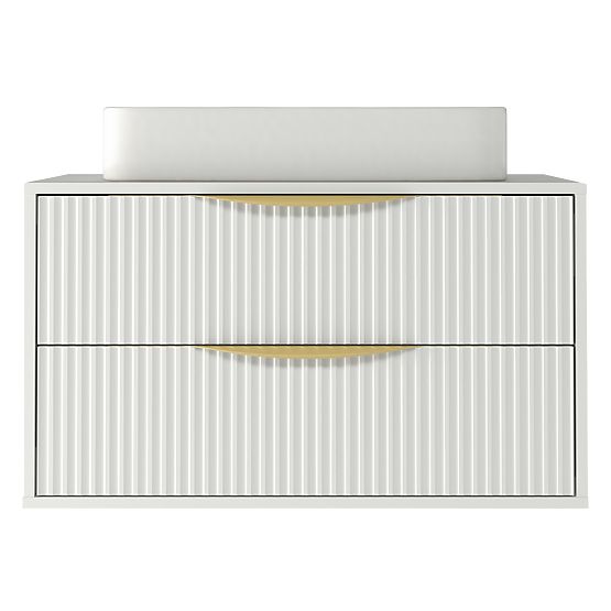 Avila 2.0 mosdó alatti szekrény, 80 cm, bordázott, arany fogantyúk, fehér