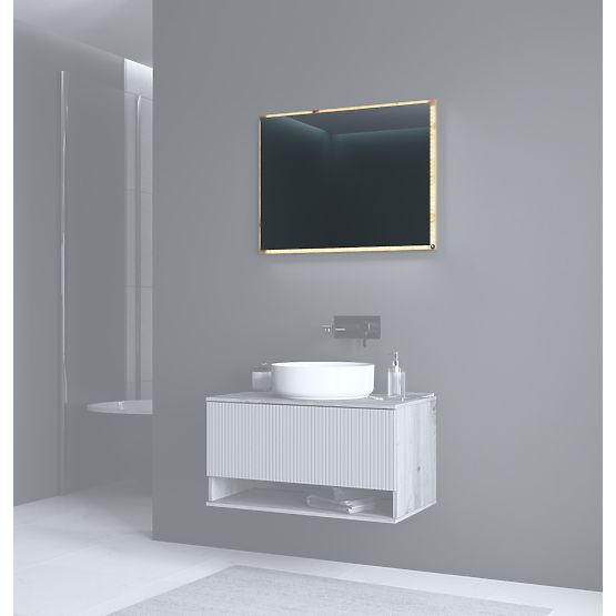 AVIOLA Tükör 80 cm + LED tölgy artisan