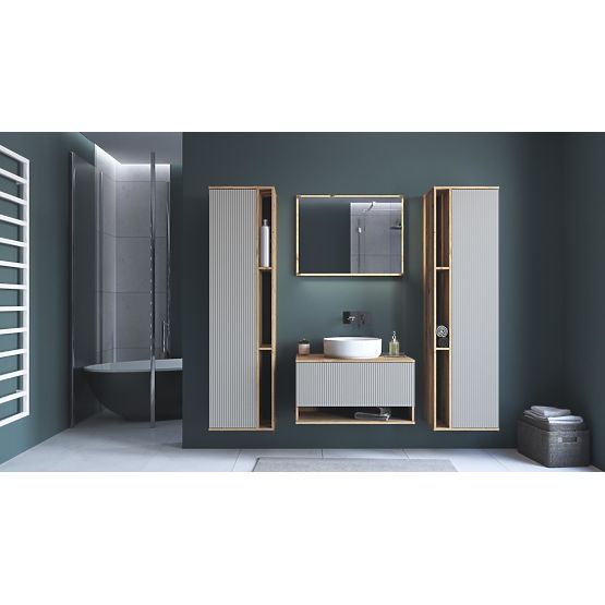 AVIOLA Tükör 80 cm + LED tölgy artisan