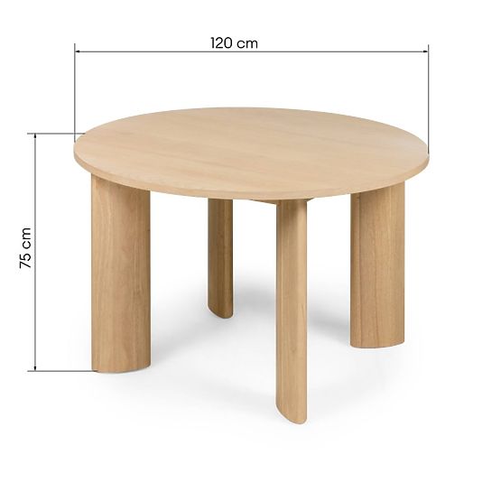 Bali étkezőasztal 120 cm, kerek, krémfehér