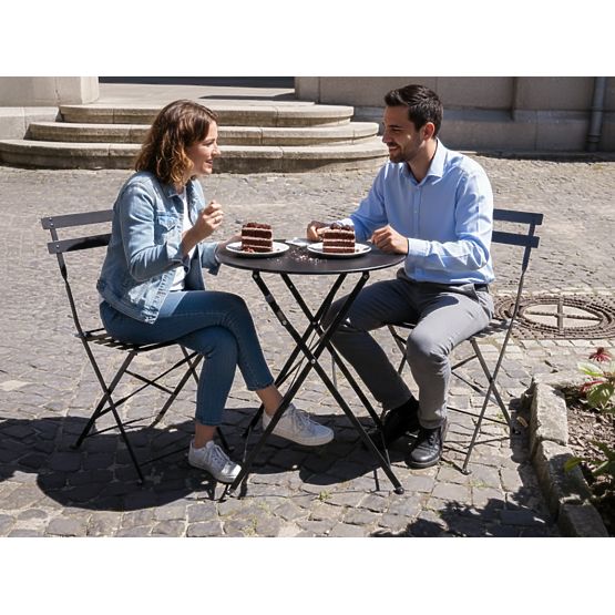 Balkon bútor szett (2 x összecsukható szék + asztal) SEMPLICI Acél Fekete