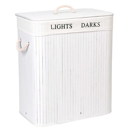 Bambusz kosár fedéllel 100L 2 rekesz fehér