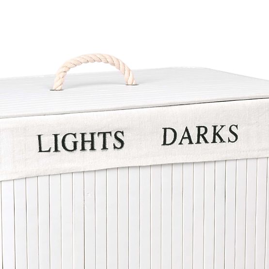 Bambusz kosár fedéllel 100L 2 rekesz fehér