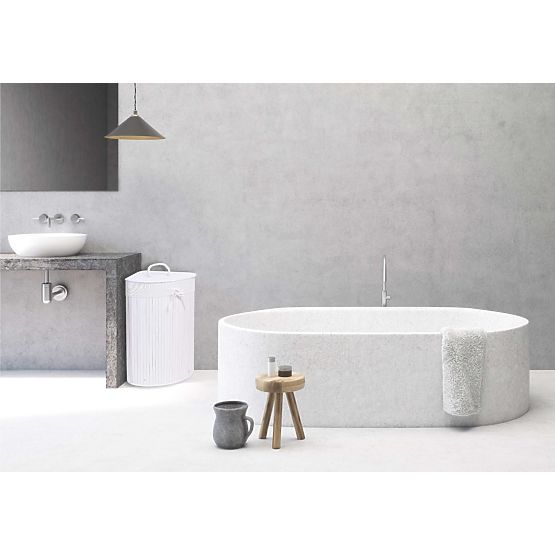 Bambusz sarok szennyeskosár fehér fedéllel