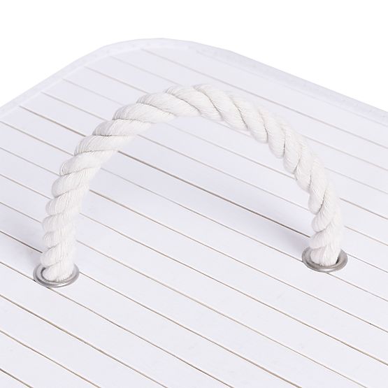 Bambusz sarok szennyeskosár fehér fedéllel