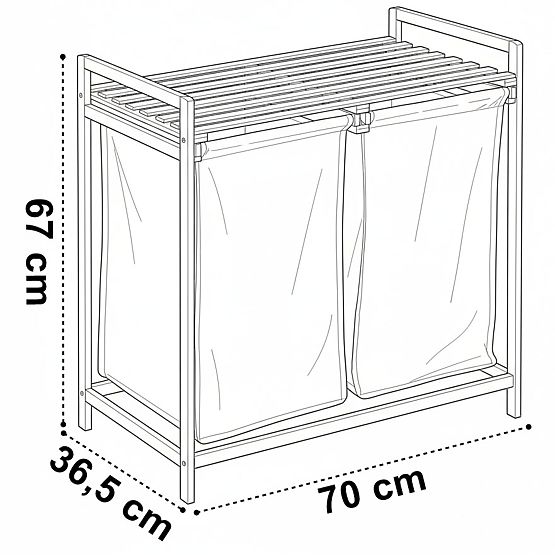 Bambusz szennyes- vagy játékkosár HANOI 2 rekesszel