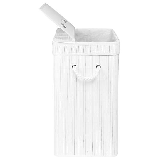 Bambusz szennyeskosár fedéllel 100L fehér