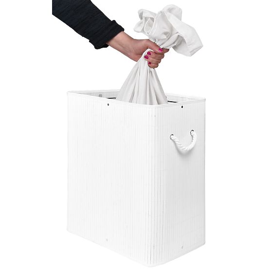 Bambusz szennyeskosár fedéllel 100L fehér