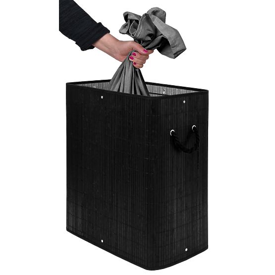 Bambusz szennyestartó fedéllel 100L fekete