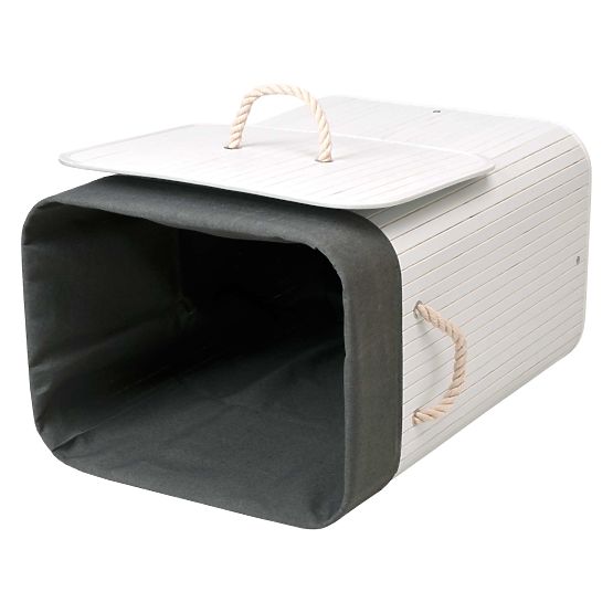 Bambusz szennyestartó fedéllel 80L fehér-szürke