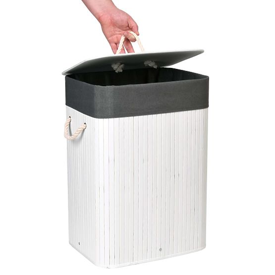 Bambusz szennyestartó fedéllel 80L fehér-szürke
