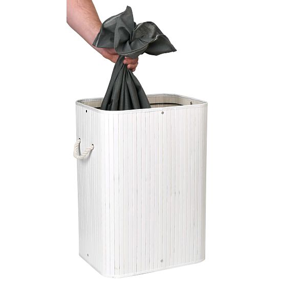 Bambusz szennyestartó fedéllel 80L fehér-szürke