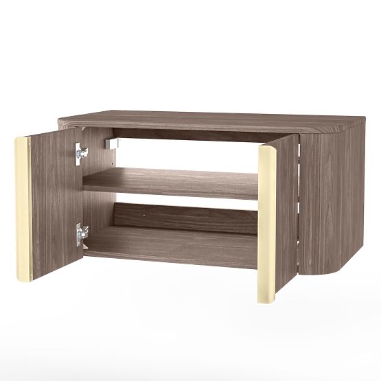 Bassa 80 cm-es mosdószekrény, Lincoln dió, arany fogantyúk, lekerekített