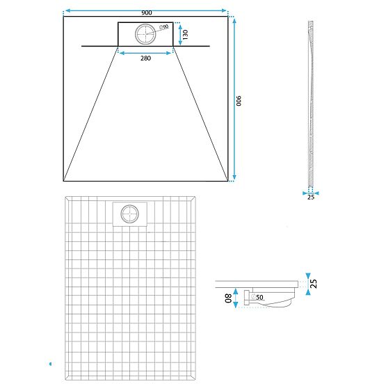 Bazalt Grey zuhanytálca 90x90
