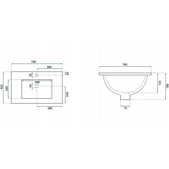Beépíthető mosdó Rea Dafne 75