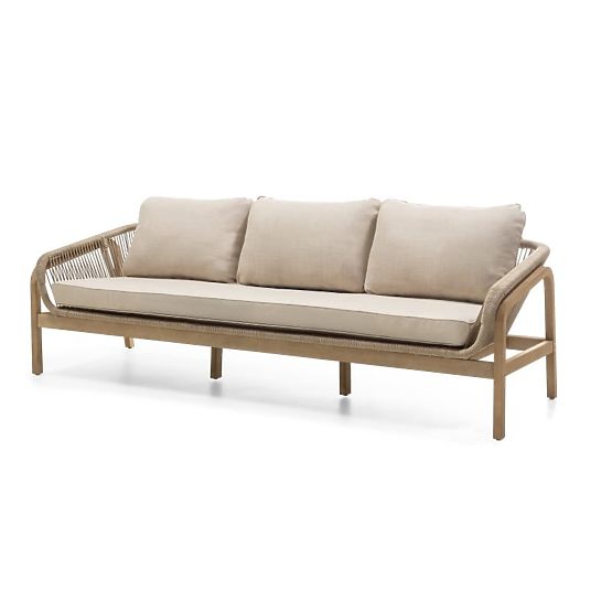 Belpasso kerti bútorkészlet, fonott, FSC eukaliptusz fa, teak megjelenés, világos bézs