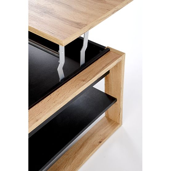 BETTY dohányzóasztal emelhető asztallappal, artisan tölgy / fekete (2p=1ks)