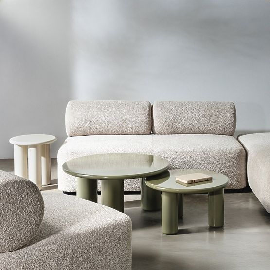Blair oldalsó asztal 40 cm, krémszínű, fényes