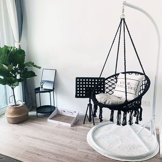 Boho függőszék párnával fekete 490129A