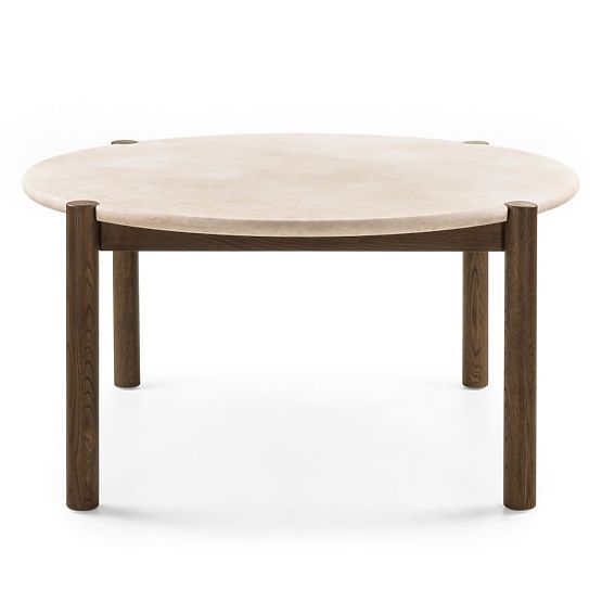 Bruna étkezőasztal, 150 cm, kerek, mocha tölgy/krém márvány