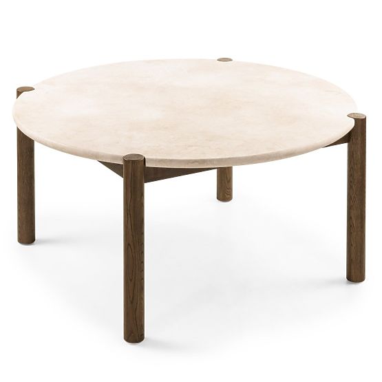 Bruna étkezőasztal, 150 cm, kerek, mocha tölgy/krém márvány
