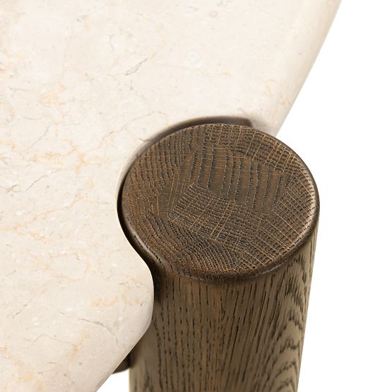 Bruna étkezőasztal, 150 cm, kerek, mocha tölgy/krém márvány