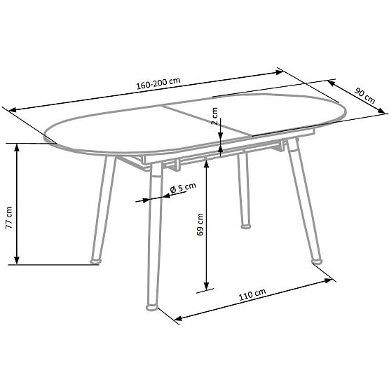 CALIBER kinyitható asztal fehér / san remo tölgy (1p=1db)