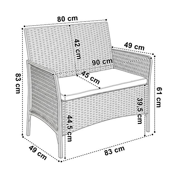CAMELIA kerti bútor szett fekete fekete párnákkal
