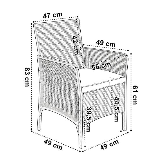 CAMELIA kerti bútor szett fekete fekete párnákkal