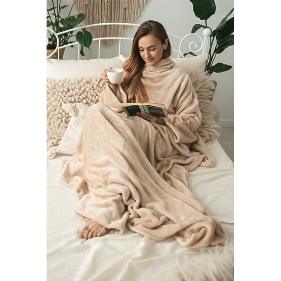 CASHMERE TOUCH takaró ujjal - 150 x 210 cm (bézs)