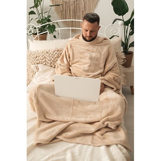 CASHMERE TOUCH takaró ujjal - 150 x 210 cm (bézs)