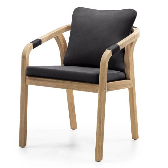 Castello kerti szék fonott háttámlával, akácfa FSC, teak megjelenés, sötétszürke