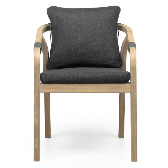 Castello kerti szék fonott háttámlával, akácfa FSC, teak megjelenés, sötétszürke