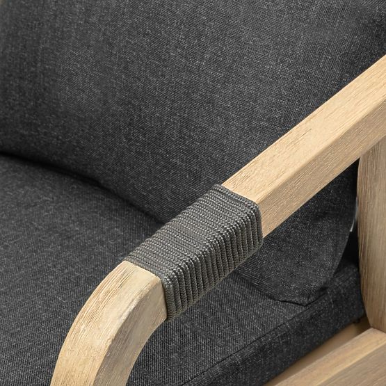 Castello kerti szék fonott háttámlával, akácfa FSC, teak megjelenés, sötétszürke