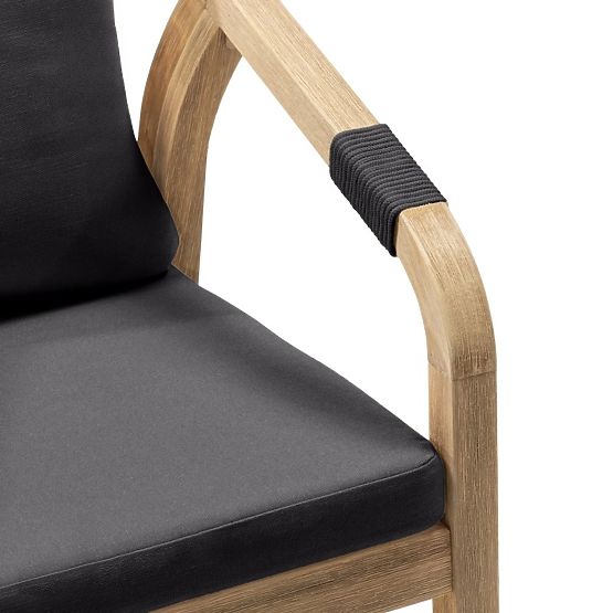 Castello kerti szék fonott háttámlával, akácfa FSC, teak megjelenés, sötétszürke