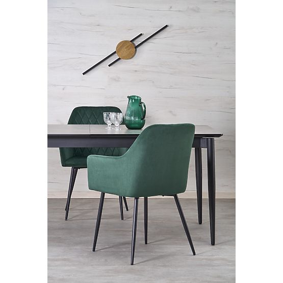 CHARLES kihúzható asztal, lap - szürke márvány, lábak - fekete