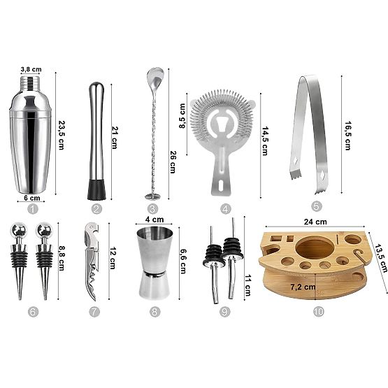 CHESTER krómozott 12 darabos bárkészlet