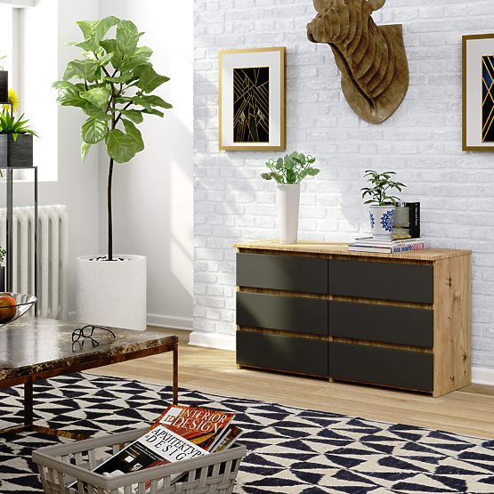 CL100 6SZ PK ARTISAN TÖLGY / SZÜRKE KOMÓD