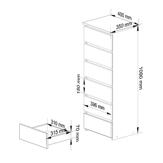 CL6 PK KOMÓD GRAFIT SZÜRKE / FEHÉR
