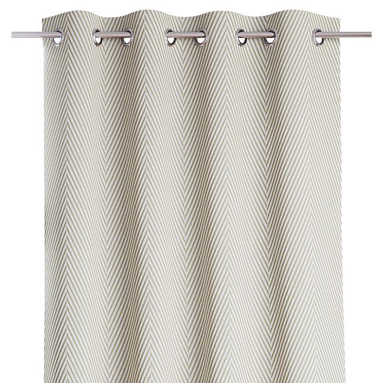 CLEAR függöny cappuccino színben, nyomtatott boho stílusú mintával, klasszikus ezüst fém karikákkal