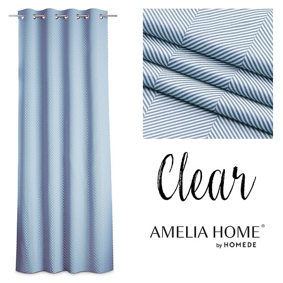 CLEAR sötétkék színű függöny nyomtatott boho stílusú klasszikus ezüst fém karikákkal