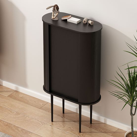 Clemente magas komód lamellákkal, fekete