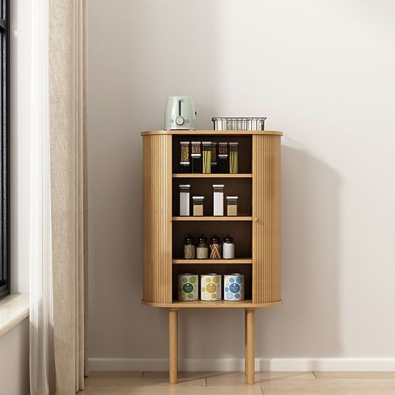 Clemente magas komód lamellákkal, természetes