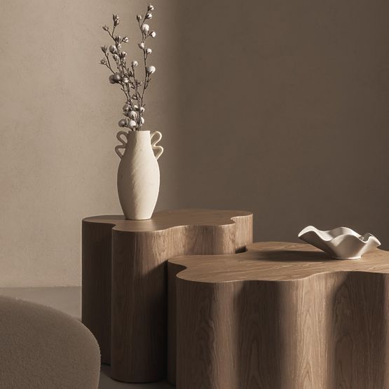 Cosmo oldalsó asztal 66 cm, dió, lekerekített formák