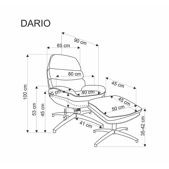 DARIO relaxációs fotel lábtartóval és hintázó funkcióval, kék (1p=1db)