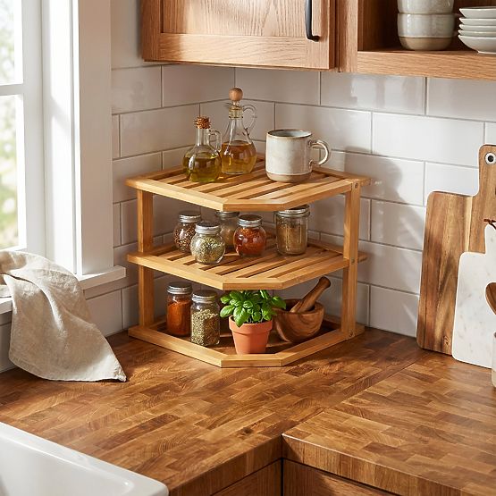 DEDAL bambusz sarok konyhai polc