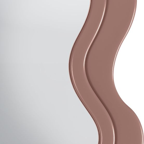 Dekoratív függő tükör fa keretben Vale 177x75 cm, hullámos, organikus forma, mocha mo