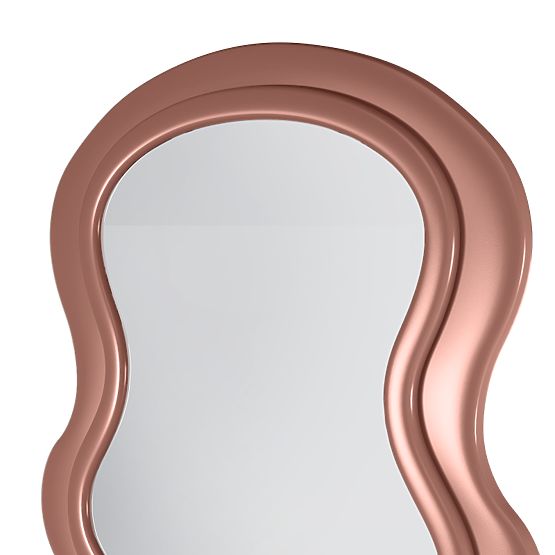 Dekoratív függő tükör fa keretben Vale 177x75 cm, hullámos, organikus forma, mocha mo